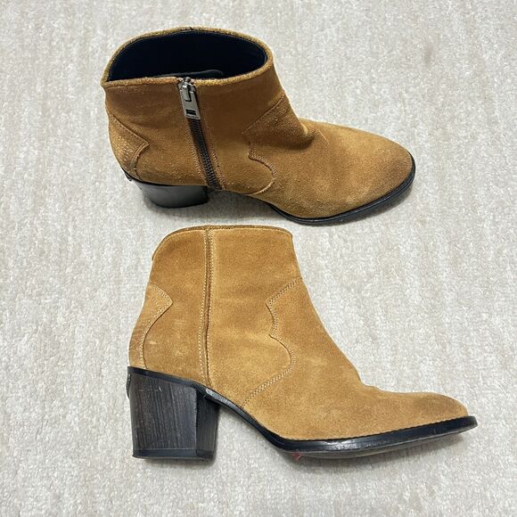 Zadig & Voltaire Molly Suede Ankle Boot Tan Western Cowgirl Country Size 37/US 6 - Picture 1 of 11
